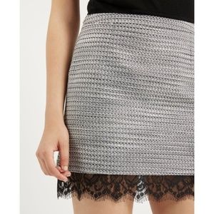 Topshop lace hem black and white skirt